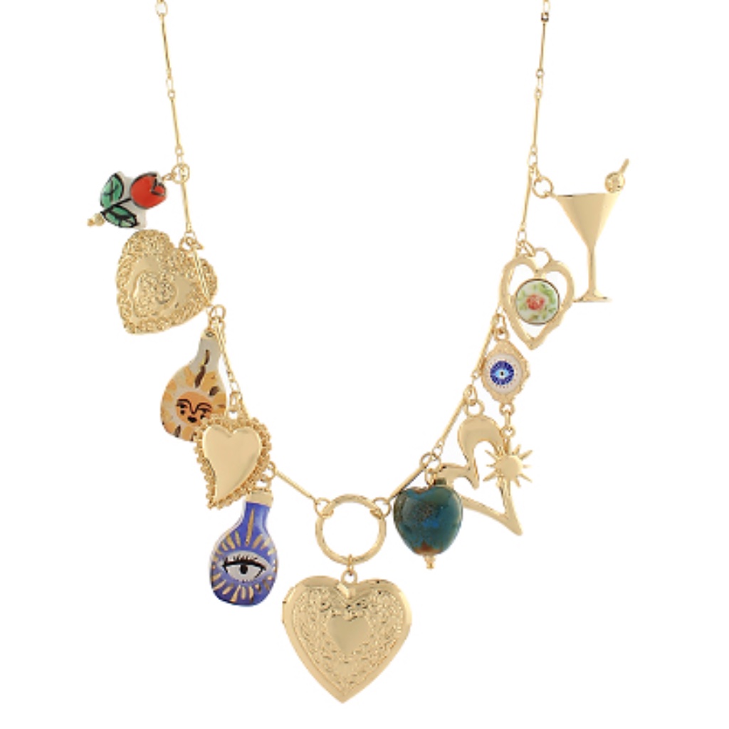Heart Locket & Mutli Charm Necklace